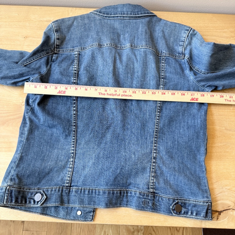 KUT FROM THE KLOTH AMELIA DENIM JEANS JACKET LT DISTRESSING CASUAL CLASSIC BOHO - Picture 7 of 12